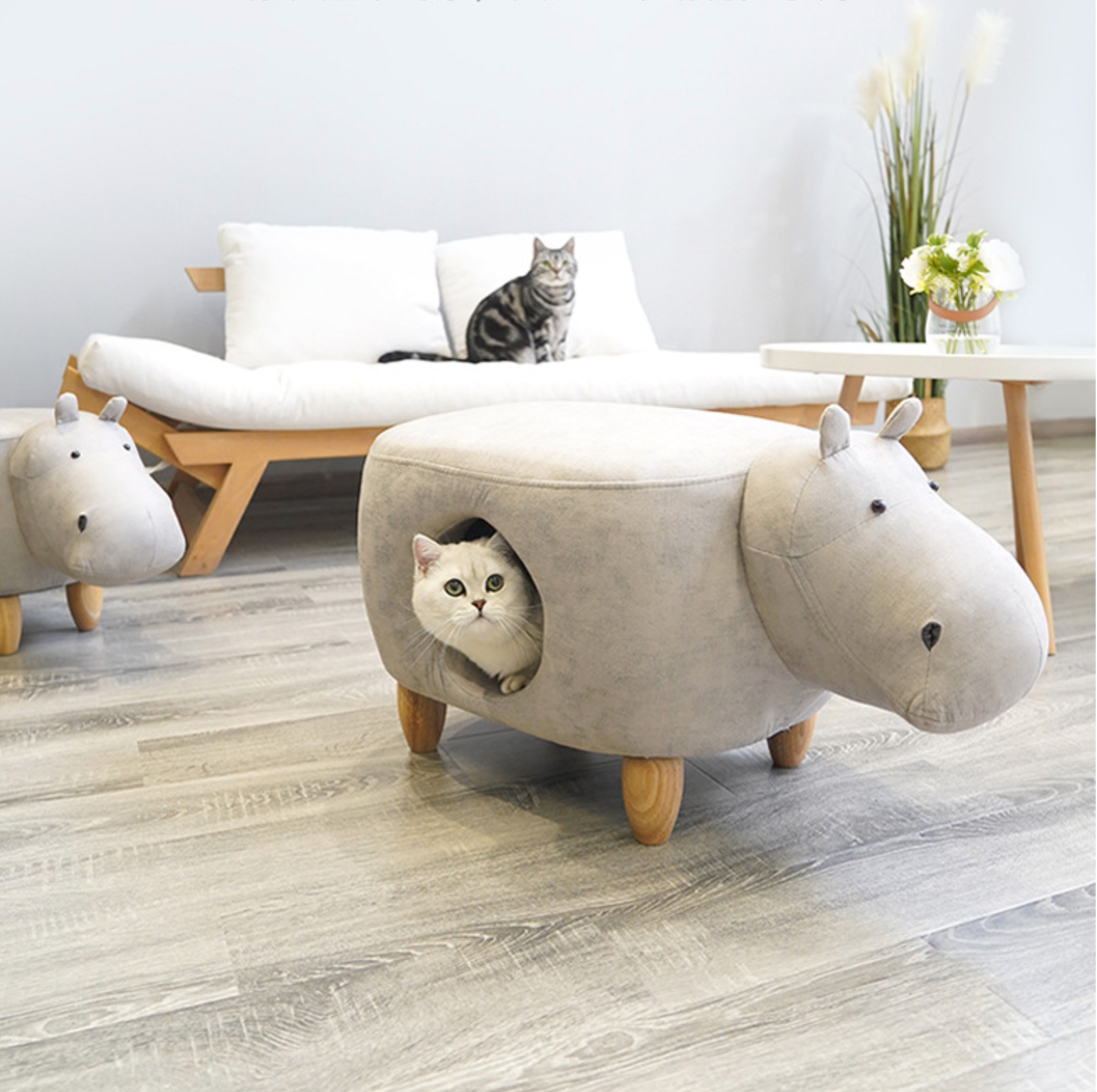 ZEZE Baby Rhinos Soft Footstool Cat House