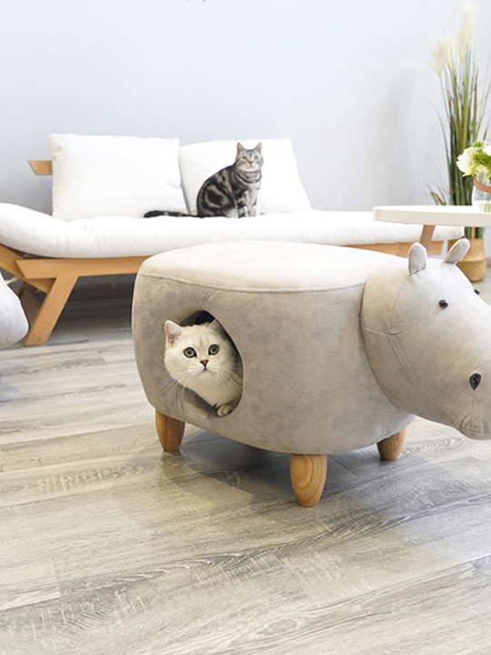 ZEZE Baby Rhinos Soft Footstool Cat House