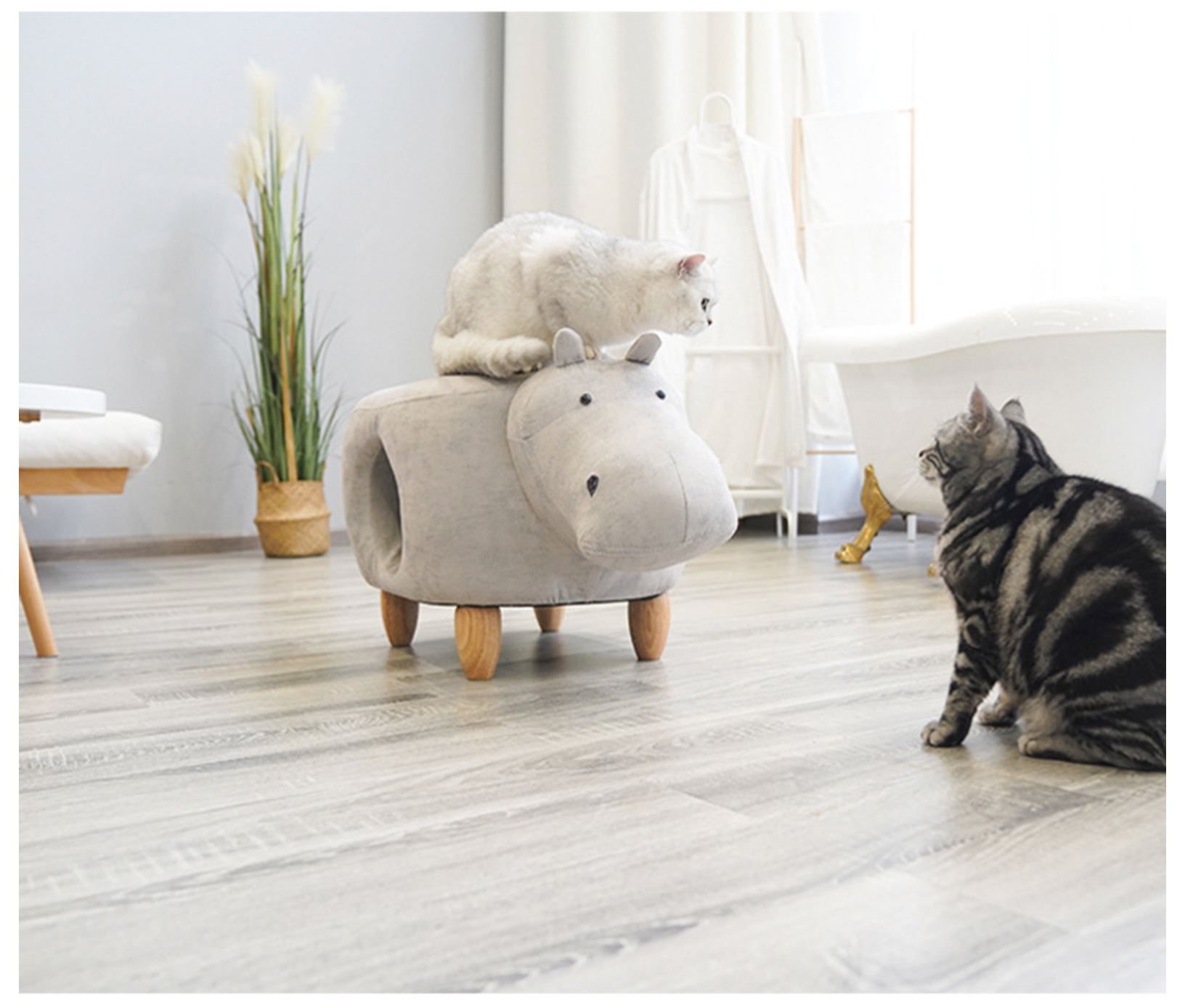 ZEZE Baby Rhinos Soft Footstool Cat House